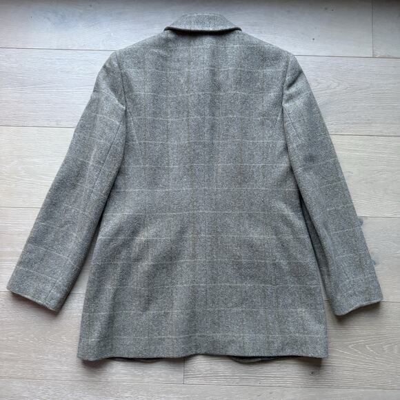 Lands End Wool Blazer Women's Size 8 Tan Grey Checkered Button Down Jacket - Picture 5 of 6